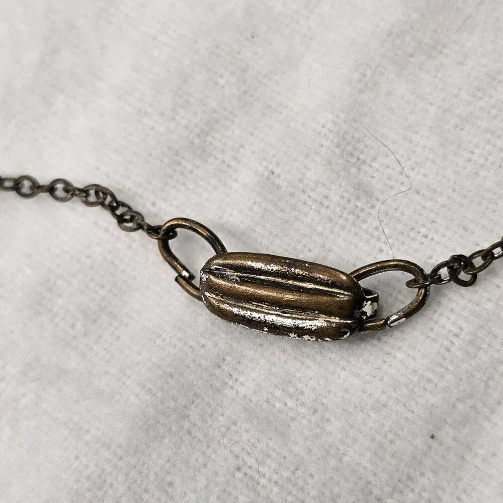 VTG Bow Pendant Necklace Teardrop Crystal Faceted Rhinestones 14‎ Inches Mod
